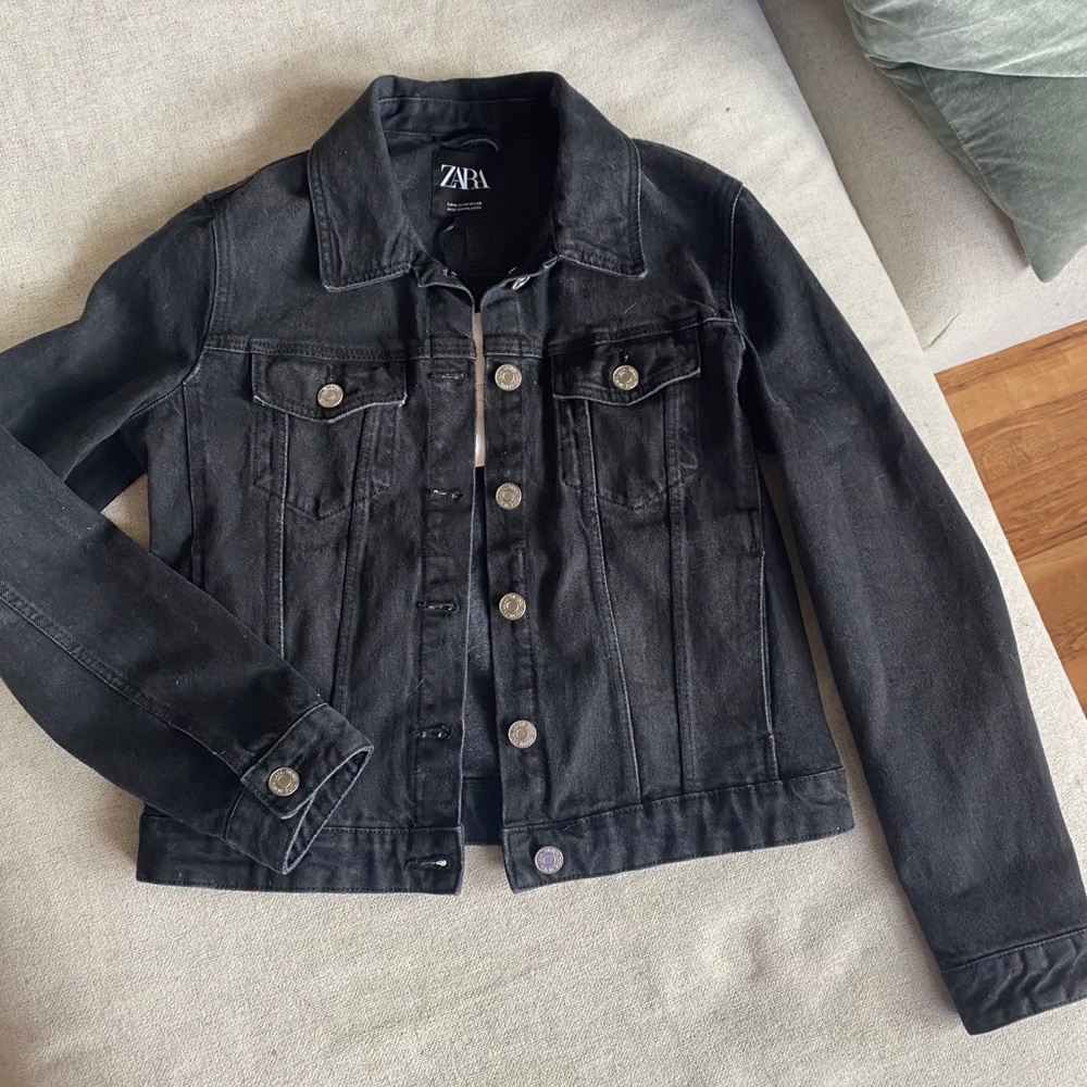 Zara black denim jean jacket